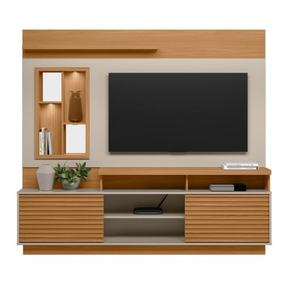 Estante para TV Até 60 Polegadas Eldorado 2 Portas com Led Nature/Off White - Linea Brasil