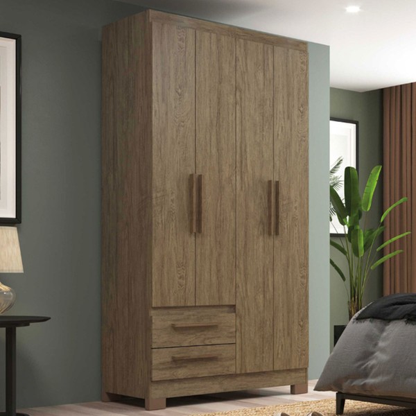 Guarda-Roupa Solteiro 4 Portas 2 Gavetas Wood - Decibal