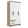 Guarda-Roupa Solteiro 4 Portas 2 Gavetas Wood/Branco - Decibal