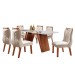 Mesa de Jantar 6 Lugares Waterloo com Vidro Castanho Prêmio/Suede Creme - Panorama Móveis