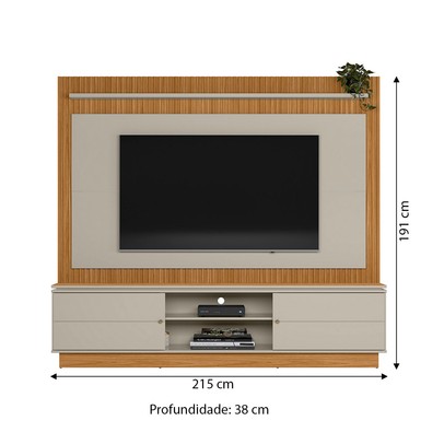 Estante para TV Até 75 Polegadas Guararapes 2 Portas Nature/Off White/Petra - Linea Brasil