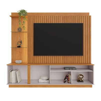 Estante para TV Até 60 Polegadas Amparo 2 Portas com Led Cinamomo/Off Cinamomo - Jcm Móveis