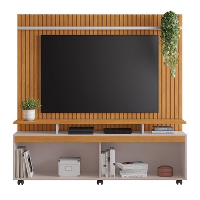 Estante para TV Até 65 Polegadas Conceito 4 Portas com Led Cinamomo/Off Cinamomo - Jcm Móveis