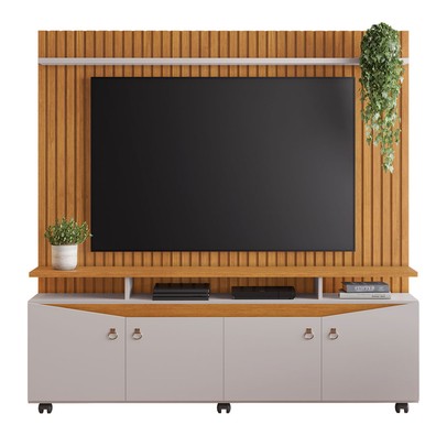 Estante para TV Até 65 Polegadas Conceito 4 Portas com Led Cinamomo/Off Cinamomo - Jcm Móveis