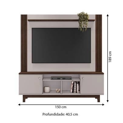 Estante para TV Até 65 Polegadas Balsamo 2 Portas 2 Prateleiras Café/Off Café - Jcm Móveis