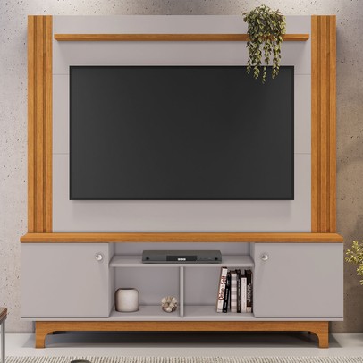 Estante para TV Até 65 Polegadas Balsamo 2 Portas 2 Prateleiras Cinamomo/Off Cinamomo - Jcm Móveis