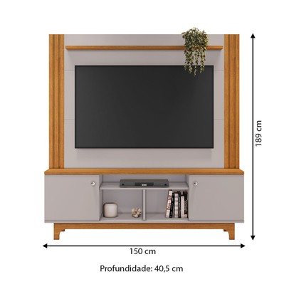 Estante para TV Até 65 Polegadas Balsamo 2 Portas 2 Prateleiras Cinamomo/Off Cinamomo - Jcm Móveis