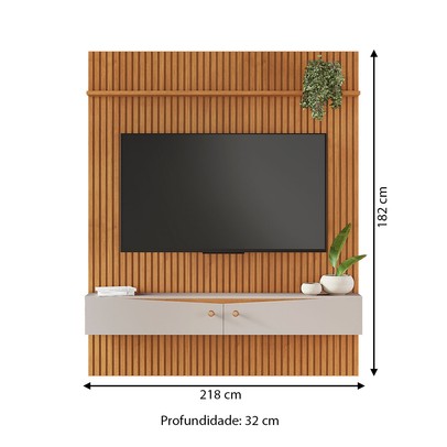 Painel para TV Até 65 Polegadas Riso 2 Portas 1 Prateleira Cinamomo/Off Cinamomo - Jcm Móveis