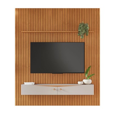Painel para TV Até 75 Polegadas Riso 2 Portas 1 Prateleira Cinamomo/Off Cinamomo - Jcm Móveis