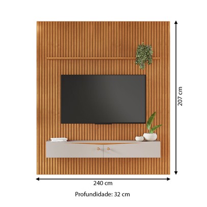 Painel para TV Até 75 Polegadas Riso 2 Portas 1 Prateleira Cinamomo/Off Cinamomo - Jcm Móveis