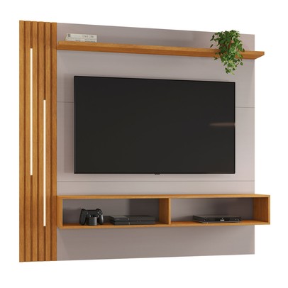 Painel para TV Até 65 Polegadas Agrado 3 Prateleiras com Led Off Cinamomo/Cinamomo - Jcm Móveis