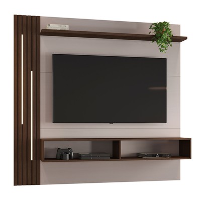 Painel para TV Até 65 Polegadas Agrado 3 Prateleiras com Led Off Café/ Café - Jcm Móveis