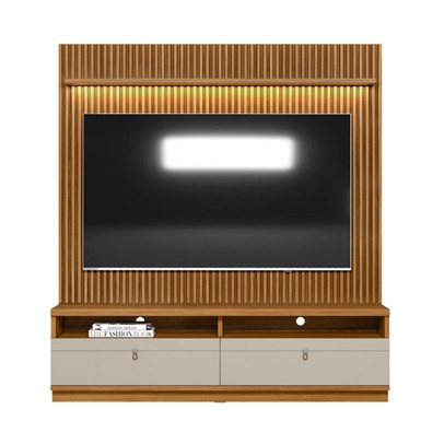 Estante para TV Até 75 Polegadas Ouro Preto 2 Gavetas com Led 180 Cm Nature/Off White - Linea Brasil