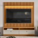Estante para TV Até 75 Polegadas Ouro Preto 2 Gavetas com Led 180 Cm Nature/Off White - Linea Brasil