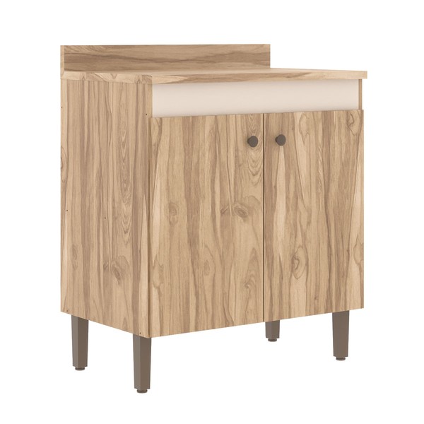 Balcão de Cozinha 80 Cm 2 Portas Carvalho Oak/Cristalo - Decibal