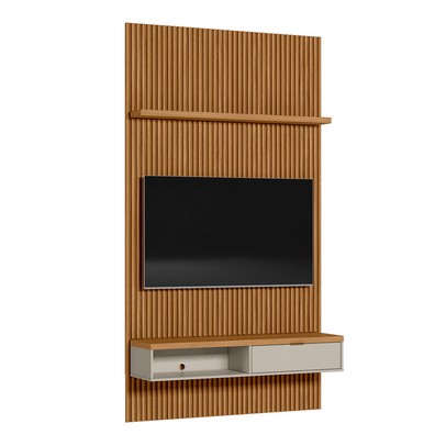 Painel para TV Até 60 Polegadas 1 Porta 140 Cm Nature Ripado/Off White - Linea Brasil