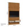 Painel para TV Até 60 Polegadas 1 Porta 140 Cm Nature Ripado/Off White - Linea Brasil