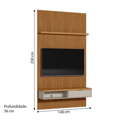 Painel para TV Até 60 Polegadas 1 Porta 140 Cm Nature Ripado/Off White - Linea Brasil