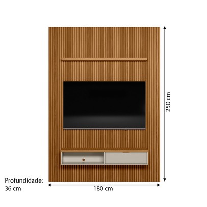 Painel para TV Até 75 Polegadas 1 Porta 180 Cm Nature Ripado/Off White - Linea Brasil