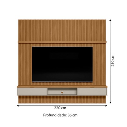Painel para TV Até 75 Polegadas 2 Portas 220 Cm Nature/Off White - Linea Brasil