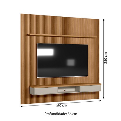 Painel para TV Até 75 Polegadas 2 Portas 260 Cm Nature/Off White - Linea Brasil