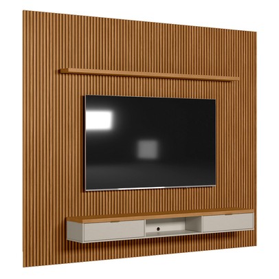 Painel para TV Até 75 Polegadas 2 Portas 300 Cm Nature Ripado/Off White - Linea Brasil