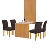 Mesa de Jantar 4 Lugares Bella Canela com Vidro Ripado Cinamomo/Off White/Marrom - Cel Móveis