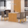 Mesa de Jantar 4 Lugares Bella Canela com Vidro Ripado Cinamomo/Off White/Bege Escuro - Cel Móveis