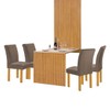 Mesa de Jantar 4 Lugares Bella Canela com Vidro Ripado Cinamomo/Off White/Bege Escuro - Cel Móveis
