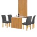 Mesa de Jantar 4 Lugares Bella Canela com Vidro Ripado Cinamomo/Off White/Cinza - Cel Móveis