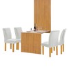 Mesa de Jantar 4 Lugares Bella Canela com Vidro Ripado Cinamomo/Off White/Boucle Gelo - Cel Móveis