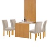 Mesa de Jantar 4 Lugares Bella Canela com Vidro Ripado Cinamomo/Off White/Boucle Bege - Cel Móveis
