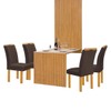 Mesa de Jantar 4 Lugares Bella Arizona com Vidro Ripado Cinamomo/Off White/Marrom - Cel Móveis