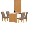 Mesa de Jantar 4 Lugares Bella Arizona com Vidro Ripado Cinamomo/Off White/Bege Escuro - Cel Móveis