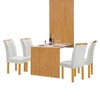 Mesa de Jantar 4 Lugares Bella Arizona com Vidro Ripado Cinamomo/Off White/Boucle Gelo - Cel Móveis
