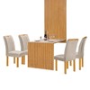 Mesa de Jantar 4 Lugares Bella Arizona com Vidro Ripado Cinamomo/Off White/Boucle Bege - Cel Móveis