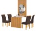 Mesa de Jantar 4 Lugares Bella Arizona com Vidro e Espelho Ripado Cinamomo/Off White/Marrom - Cel Móveis