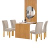 Mesa de Jantar 4 Lugares Bella/Canela com Vidro e Espelho Ripado Cinamomo/Off White/Boucle Bege - Cel Móveis