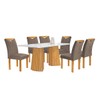 Mesa de Jantar 6 Lugares Stella com Vidro Ripado Cinamomo/Off White/Bege Escuro - Cel Móveis