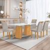 Mesa de Jantar 6 Lugares Stella com Vidro Ripado Cinamomo/Off White/Bege Claro - Cel Móveis
