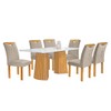 Mesa de Jantar 6 Lugares Stella com Vidro Ripado Cinamomo/Off White/Boucle Bege - Cel Móveis