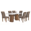 Mesa de Jantar 6 Lugares Stella com Vidro Ripado Chocolate/Off White/Bege Escuro - Cel Móveis