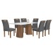 Mesa de Jantar 6 Lugares Stella com Vidro Ripado Chocolate/Off White/Cinza - Cel Móveis