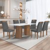 Mesa de Jantar 6 Lugares Stella com Vidro Ripado Chocolate/Off White/Cinza - Cel Móveis