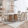 Mesa de Jantar 6 Lugares Stella com Vidro Ripado Chocolate/Off White/Boucle Bege - Cel Móveis