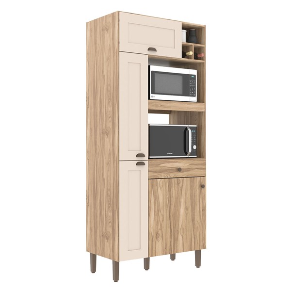 Armário de Cozinha 4 Portas 1 Gaveta Carvalho Oak/Cristalo - Decibal