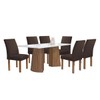 Mesa de Jantar 6 Lugares Stella Canela com Vidro Ripado Chocolate/Off White/Marrom - Cel Móveis