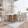 Mesa de Jantar 6 Lugares Stella Canela com Vidro Ripado Chocolate/Off White/Bege Claro - Cel Móveis