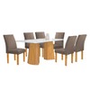 Mesa de Jantar 6 Lugares Stella Canela com Vidro Ripado Cinamomo/Off White/Bege Escuro - Cel Móveis