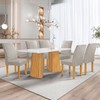 Mesa de Jantar 6 Lugares Stella Canela com Vidro Ripado Cinamomo/Off White/Bege Claro - Cel Móveis